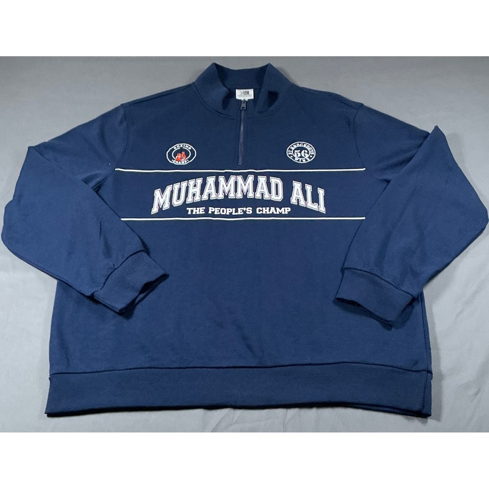 Muhammad Ali Men Quarter Zip Sweatshirt Blue Greatest of All Time M1004MAE0294 L